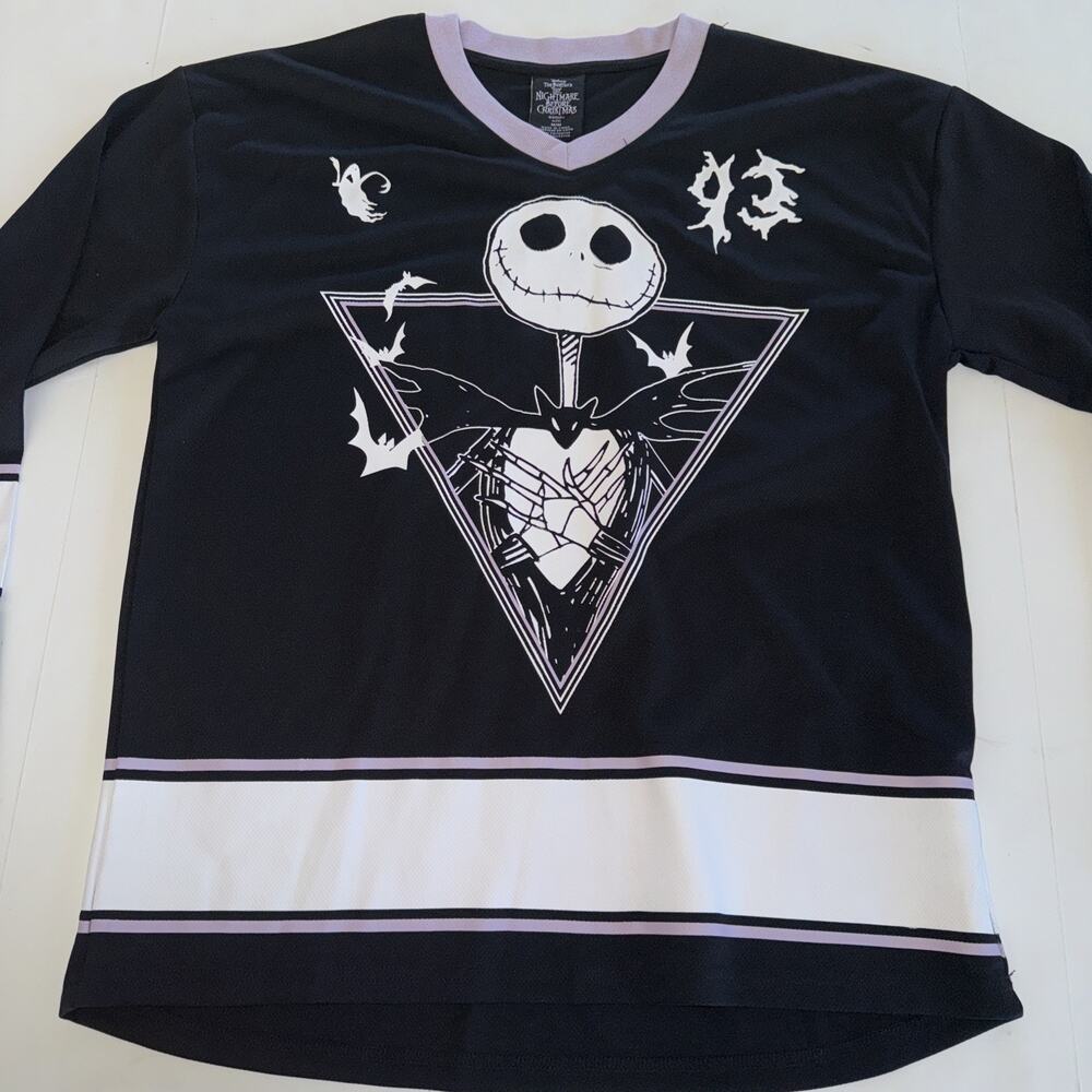 Nightmare Before Christmas Jack Skellington 93 Hockey Jersey Purple Black Sz M